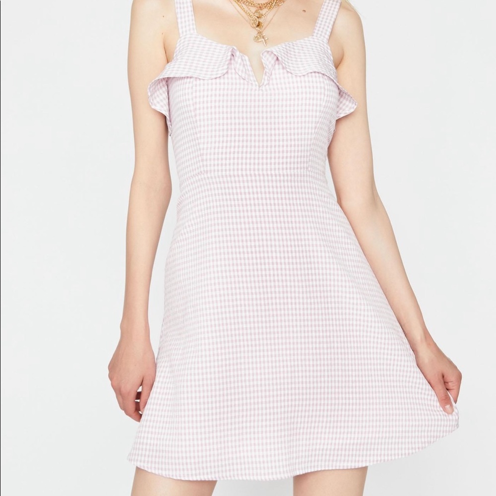NWT DollsKill Lilac gingham ruffle dress